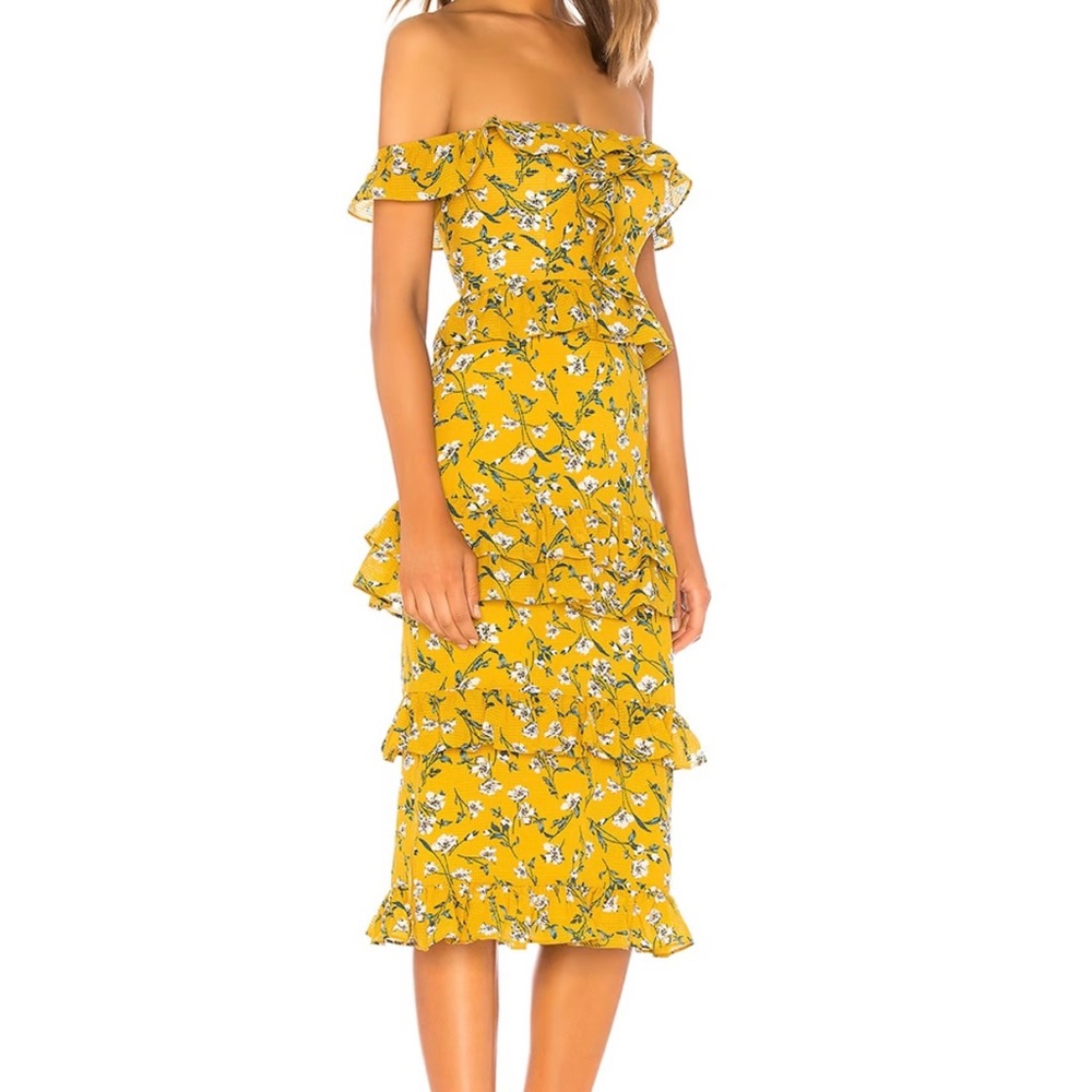 Tularosa Yellow Layered Ruffled Lily Dress